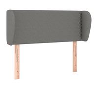 HETFTJN Tête de lit avec oreilles en gris foncé 93 x 23 x 78/88 cm, housse en tissu 100 % polyester, bois de mélèze massif, paroi arrière réglable en hauteur avec rivets élégants, design robuste pour