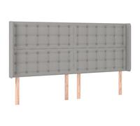 HETFTJN Tête de lit avec oreilles, gris clair, 163 x 16 x 118/128 cm, panneau rembourré en tissu durable et bois massif, dossier réglable en hauteur pour chambre à coucher et chambre d'amis