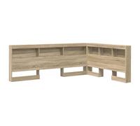 HETFTJN Tête de lit avec Rangement 135 cm, Station de Charge intégrée, Étagères de Chevet, Structure en Bois d'ingénierie, Style Moderne, 207,5 x 152,5 x 76,5 cm, Chêne Sonoma