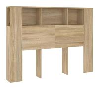 HETFTJN Tête de lit avec Rangement, Bibliothèque pour Chambre, Dimensions 140x18,5x104,5 cm, Meuble de lit en Bois d'ingénierie, Couleur chêne Sonoma, Rangement Mural