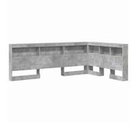 HETFTJN Tête de lit avec Rangement, Station de Charge intégrée, Design Minimaliste en Bois d'ingénierie et Acier, Étagères de Chevet, Gris béton, 207,5 x 137,5 x 76,5 cm