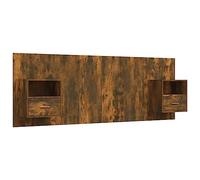 HETFTJN Tête de lit avec Tables de Chevet flottantes intégrées, Ensemble de Chambre Design Mural, Gain de Place, Bois d'ingénierie, Coloris Chêne fumé, Dimensions 120 x 80 cm