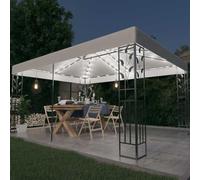 HETFTJN Tonnelle 3 x 4 m avec guirlande lumineuse solaire LED blanche stable en acier revêtu par pulvérisation double toit polyester résistant aux intempéries Easy Up Garden Event Shelter pour