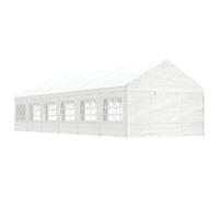HETFTJN Tonnelle de jardin en polyéthylène blanc avec construction en acier robuste 14 parois latérales fenêtres romaines comme tente de fête pour jardin, camping 13,38 x 4,08 x 3,22 m