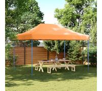 HETFTJN Tonnelle de jardin pop-up pliable orange 410 x 279 x 315 cm imperméable tissu Oxford robuste structure en acier revêtu par pulvérisation montage rapide pour barbecue, fête, événement, camping