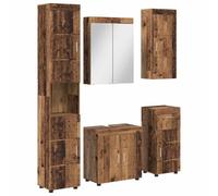 HETFTJN Tulum Ensemble de salle de bain 60 × 34 × 63 cm en bois recy vec miroir 8T 14R pour petites salles de bains WC d'invités