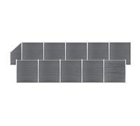 HETFTJN WPC Kit de clôture 1830 x 186 cm anthracite 10 carrés + 1 oblique design moderne en bois et plastique composite en aluminium pour jardin, cour, balcon, terrasse, comme brise-vue pour