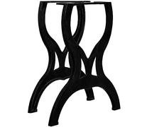 HETFTJN X-Gestell Lot de 2 pieds de table de salle à manger en fonte robuste aspect industriel avec 2 pièces pour salon, cuisine, bureau Noir 69 x 71 cm