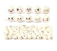 Hethlif 10 Styles de Perles en Bois avec, Lot de 100 Boules en Bois avec 20 mm avec Trou, Têtes en Bois avec pour L'Artisanat