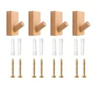 Hethlif 4 Crochets en Bois, Crochet de Porte Arrière sans Perforation Murale, Crochet D'Entrée, Vêtements de Vestiaire, Crochet en Bois de Vestiaire