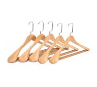 Hethlif 5 Cintres Larges sans Rail en Bois, Cintres Épais pour Costumes, Cintres Antidérapants pour Vêtements et Chemises