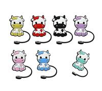 Hethlif 7 PièCes Couvercles de Paille de Vache, Capuchon de Paille RéUtilisable Anti-PoussièRe, Joli Couvercle de Protection de Paille pour Pailles de 7 à 8 Mm