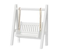 HETHLIF Blanc 1/12 Scale Swing Dollhouse Swing, Mini Garden Decoration, Birch Wood Mini for Dollhouse Garden Scene, DIY Accessor