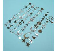 Hethlif Charmes Soleil et Lune, Pendentif à Breloque Soleil Lune Étoile en Alliage Motif Étoile de Bracelet Pendentifs DIY Accessoires Matériaux de Bijoux