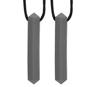 HETHLIF Collier de Dentition en Silicone, 2 Pièces, Pendentif à Mâcher à Haute Température pour les Besoins Sensoriels, Autisme, Réparation Buccale, Succion du (Pendentif en pierres précieuses grises)