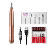 HETHLIF Kit de Lime à Ongles électrique Professionnelle, Machine de Polissage de Manucure et Pédicure Alimentée par USB pour Femmes et Hommes, Salon de Maison, doré, Rose, Argent (Doré)