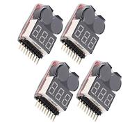 HETHLIF Veilleur de Batterie Lipo, Vérificateur de Tension de Batterie Lipo Monitor de de Basse Tension Alarme de Buzzer 4 Pcs 2 en 1 1 8s Testeur de de Monitor RC Battery