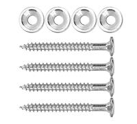 HETHLIF Vis de Manche de Guitare, Embouts de Guitare, Cales de Manche de avec Accessoire de Vis, 4 Ensembles de Douilles de Joint de de, Boulon de Virole en Métal pour Basse électrique (SILVER)