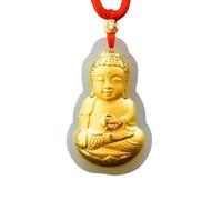 HeTianYu Collier pour homme avec pendentif en forme de Bouddha en jade incrusté d'or