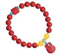 HETICA Bracelets cinabre pour femme Feng Shui, talisman de paix, porte-bonheur, fleur de lotus, bijoux pour usage quotidien, cadeaux d'anniversaire, de Noël