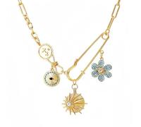 HETICA Collier à breloques en or pour femme - Collier ras du cou avec pendentif en or et motif mauvais œil