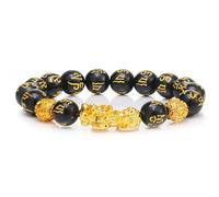 HETICA Feng Shui Pixiu Bracelet de richesse et de richesse FengShui Bracelet de prospérité Bouddha Bracelet élastique pour homme et femme Taille M Alliage sans pierre précieuse Taille M Alliage sans