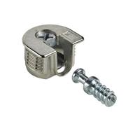 Hettich HKB ® 62494 Lot de 16 ferrures de raccordement excentriques VB 35/16, Ø 20 mm, zinc moulé sous pression nickelé