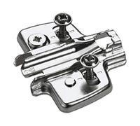 Hettich Plaque de montage en croix Hettich avec réglage direct de la hauteur, nickelée, rangée de trous 37 x 32 mm, avec manchons à expansion (pour perçage ø 5 x 12 mm), distance 0,0 mm Quantité:50