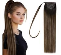 Hetto Extension Cheveux Natural Queue de Cheval Balayage Brun Clair 45cm Extension Cheveux Queue de Cheval Marron Foncé Balayage Brun Clair Invisible 80g #2/8/2