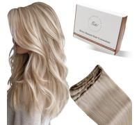 Hetto Extension Cheveux Naturel 50cm 100g Extension Cheveux Naturel Tissage Blond Cendré avec Bleach Blond Invisible Remy Humain Remy Lisse Double Trame Epaisse #18/613