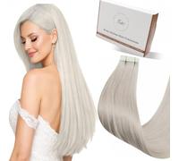 Hetto Extension Cheveux Naturel Adhesif 20pcs 40cm 50g Extension Adhesive Cheveux Naturel Blond Lisse Remy Invisible Ne S'emmêle Pas Facile à Poser Facile à Retirer Coiffage Libre Usage Quotidien #60