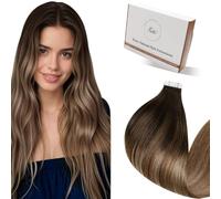 Hetto Extension Cheveux Naturel Adhesif Balayage Brun Fonce a Clair 50cm 20pcs Extension Adhesive Cheveux Naturel Ombre Brun Lisse Invisible Facile à Poser Longue Durée Usage Quotidien 50g #2/6/12