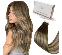 Hetto Extension Cheveux Naturel Adhesif Brun 20pcs 40cm 50g Extension Adhesive Cheveux Naturel Balayage Brun à Blond Lisse Remy Invisible Longue Durée Ne S'emmêle Pas Usage Quotidien #3/8/22