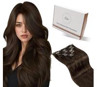 Hetto Extension Cheveux Naturel Clip Brun 120g 7pcs 40cm Extension à Clip Vrai Cheveux Humain Marron Foncé Invisible Humain Remy Lisse Fixation Sécurisée Légère et Confortable Usage Quotidien #4