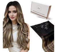 Hetto Extension Cheveux Naturel Clip Néron un Marrone Dorato 50cm 7pcs 105g