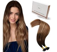 Hetto Extension Cheveux Naturel Keratine 55cm 100g 100 Mèches Ombre Brun à Brun Clair avec Blond Moyen Extension Cheveux Keratine a Chaud Brun Humain Lisse Tenue Durable Bureau #3/8/22