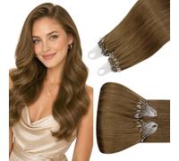Hetto Extension Cheveux Naturel Micro Ring 60cm 50g Brun #8 Invisible | Brun Clair, Remy Humains, Fixation Sûre, Sans Dommage, Ultra Léger, Confortable, Coiffure Extra Longue & Glamour