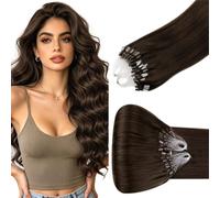 Hetto Extension Cheveux Naturel Micro Ring Brun 35cm 50g #4 Invisible | Brun Moyen, Remy Humains, Fixation Sûre, Sans Dommage, Ultra Léger, Confortable, Ajoutez du Volume et de la Densité Naturels