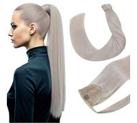 Hetto Extension Cheveux Naturel Queue de Cheval Blond Ponytail Cheveux Naturel Invisible Remy Lisse 35cm 70g #60