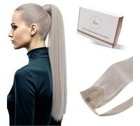 Hetto Extension Queue de Cheval Naturel Blond 45cm Queue de Cheval Extension Cheveux Humain Blond Remy Invisible 80g #60