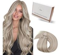 Hetto Extensions Cheveux a Froid - MeChes Blond Dore Cendre Clair & Blond Clair - Interieur Silicone Anti-Glisse - Invisible, Sans Colle Micro Ring Loop - Longueur & Volume 50 Meche 50g 60cm