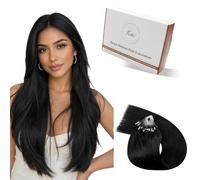 Hetto Extensions Cheveux a Froid - Natural Noir - Interieur Silicone Anti-Glisse - Invisible, Sans Colle Micro Ring Loop - Longueur & Volume 50 Meche 50g 60cm