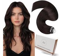 Hetto Extensions Cheveux Naturel a Froid - Brun Fonce - Interieur Silicone Anti-Glisse - Invisible, Sans Colle Micro Ring Loop - Longueur & Volume 50 Meche 50g 60cm