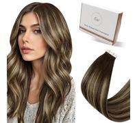 Hetto Extensions Cheveux Naturel Adhesif - Balayage Brun Moyen & Blond Dore - Cheveux Humains Remy, Invisible Tape - Pose Facile a Domicile - Volume & Longueur Instantanes 20pcs 50g 40cm