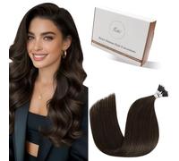 Hetto Extensions Cheveux Naturel Nano Ring - Brun Moyen - Cheveux Humains Remy - Fixation par Perles, Sans Colle Sans Chaleur Beads Loop - Longueur & Volume 50 Meche 50g 35cm