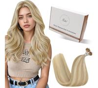 Hetto Extensions Cheveux Naturel Nano Ring - MeChes Blond Dore Clair & Blond Clair - Cheveux Humains Remy - Fixation par Perles, Sans Colle Sans Chaleur - Longueur & Volume 50 Meche 50g 60cm