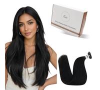 Hetto Extensions Cheveux Naturel Nano Ring - Natural Noir - Cheveux Humains Remy - Fixation par Perles, Sans Colle Sans Chaleur Beads Loop - Longueur & Volume 50 Meche 50g 35cm