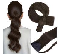 Hetto Ponytail Cheveux Naturel Brun Extension Cheveux Naturel Queue de Cheval Remy Lisse Invisible 70g 30cm #2