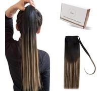 Hetto Queue de Cheval Extension Cheveux Naturel Noir Ombre Extension Cheveux Naturel Queue de Cheval Noir Ombre à Brun Foncé Fraise Blonde 30cm 70g #1b/4/27