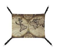 HETVBNS Ancient Map World Globe Hamac pour animaux domestiques pour chats et chiens, hamac à suspendre en toile douce et respirante avec sangles réglables, lit suspendu confortable et durable pour
